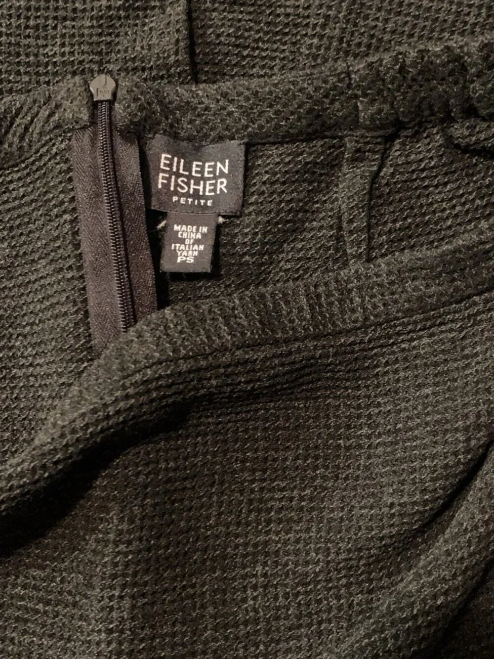 Eileen Fisher Womens Wool Blend Pencil Skirt Charcoal Gray Waffle Size PS Preppy